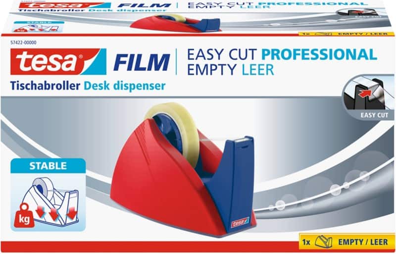 tesa Klebebandabroller tesafilm Easy Cut Professional Blau, Rot 25 mm (B) x 66 m (L)
