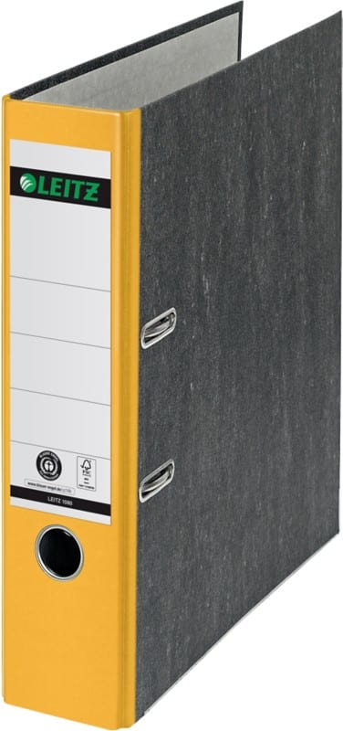 Leitz 180° Ordner Breit DIN A4 82 mm Gelb 2 Ringe 1080 Pappkarton Wolkenmarmor Hochformat