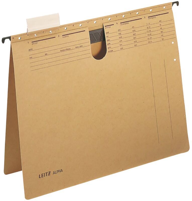 Leitz ALPHA Hängehefter 1989 DIN A4 Flexofil-Schlauchheftung V-Base 15 mm 250 g/m² Naturbraun 100% Recycelter Natron-Karton