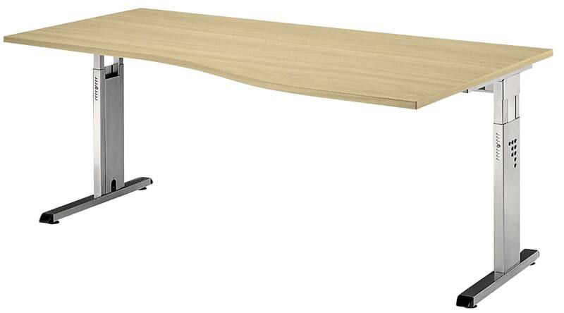 Hammerbacher O-Serie VOS Höhenverstellbar Schreibtisch Freiform Ahorn C-Fuß 1.800 (B) x 1.000 (T) x 850 (H) mm Spanplatte, Stahl