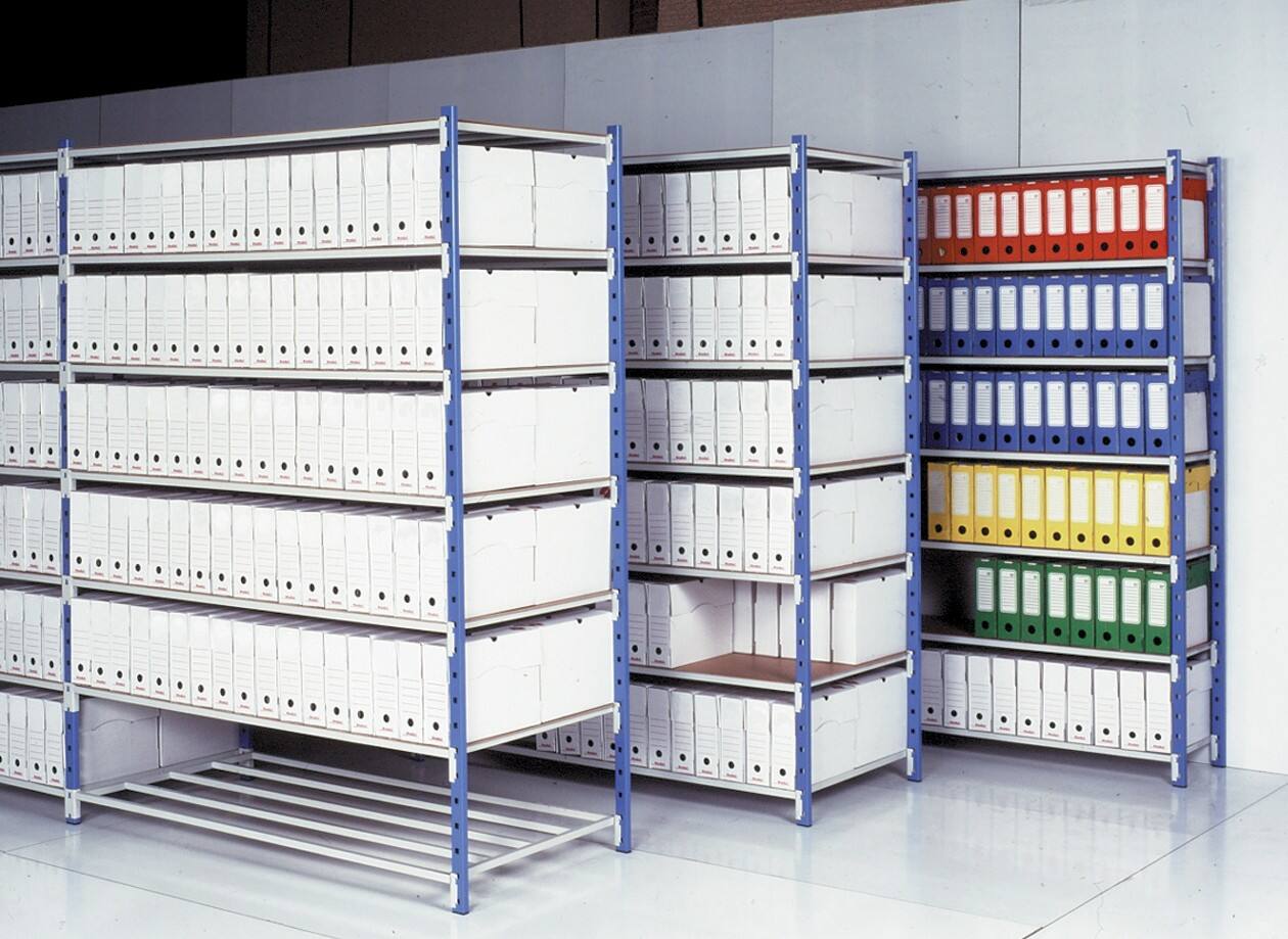 ARNO SPACE Grundregal Archiv 5 Fachböden Lackierter Stahl 1.500 x 700 x 2.000 mm Blau, Hellgrau