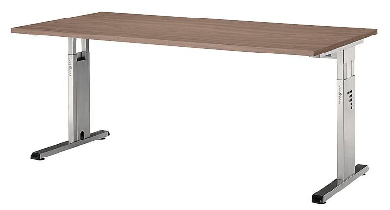 Hammerbacher Matrix VOS Höhenverstellbar Schreibtisch Rechteckig Walnuss C-Fuß 1.600 (B) x 800 (T) x 850 (H) mm Spanplatte, Stahl