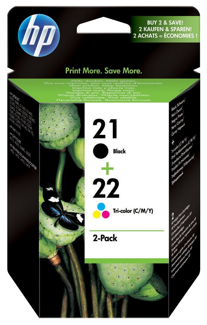 HP 21/22 Original Tintenpatrone SD367AE Schwarz & 3 Farbig 2 Stück