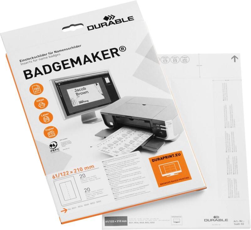 DURABLE Badgemaker Einsteckschild 0,95 x 34 x 21,5 cm Papier 20 Stück