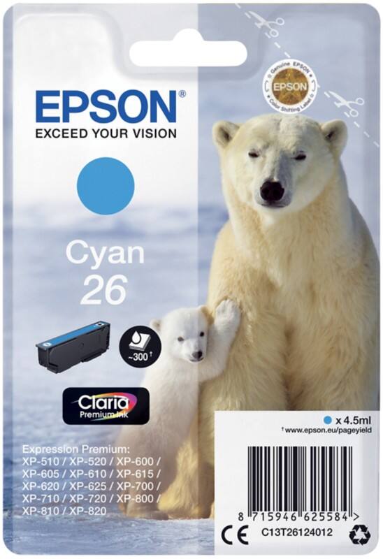 Epson 26 Original Tintenpatrone C13T26124012 Cyan