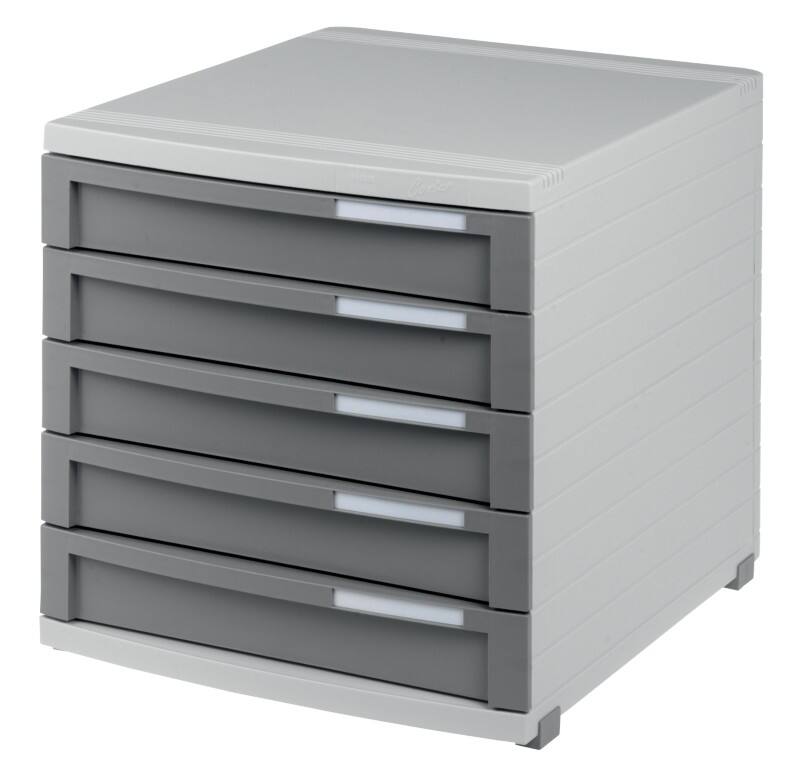 HAN CONTUR Schubladenboxen PS (Polystyrol) Grau, Hellgrau 5 Schübe 30 x 38,2 x 30,7 cm DIN B4