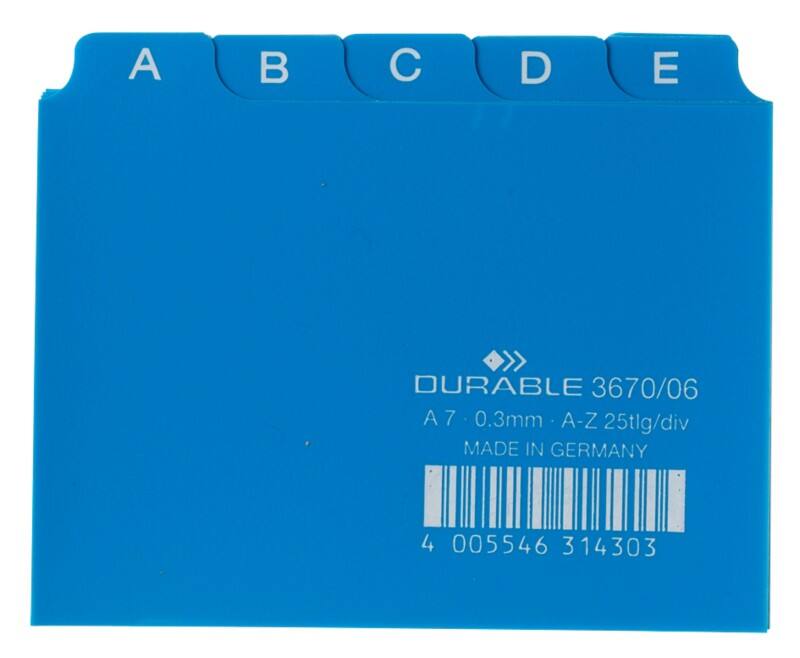 DURABLE Leitregister DIN A7 Blau 10,5 x 7,4 cm 25 Stück