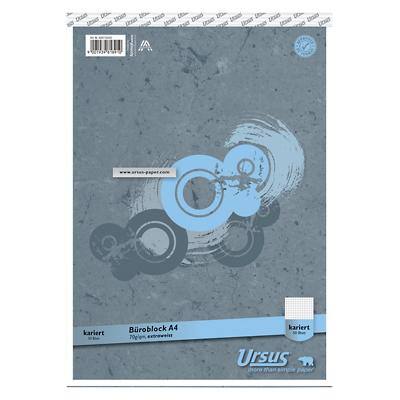 Ursus Style Notizblock DIN A4 Kariert Geheftet Papier Grau Perforiert 100 Seiten