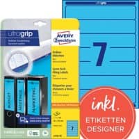 AVERY Zweckform ultragrip Ordneretiketten L4763-20 Selbsthaftend DIN A4 Blau 3,8 x 19,2 cm 20 Blatt à 7 Etiketten
