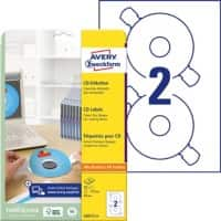 AVERY Zweckform CD/DVD Etiketten L6015-25 haftend DIN A4 Weiß 25 Blatt à 2 Etiketten