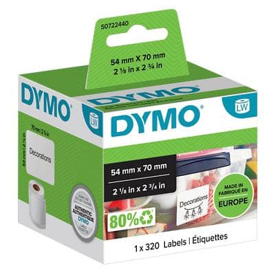DYMO LW Etiketten Authentisch 99015 S0722440 Selbsthaftend Schwarz auf Weiß 54 x 70 mm 320 Etiketten