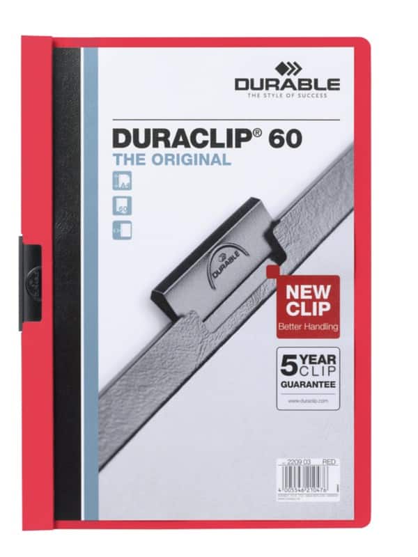 DURABLE Duraclip Klemmmappe 60 Blatt DIN A4 Rot