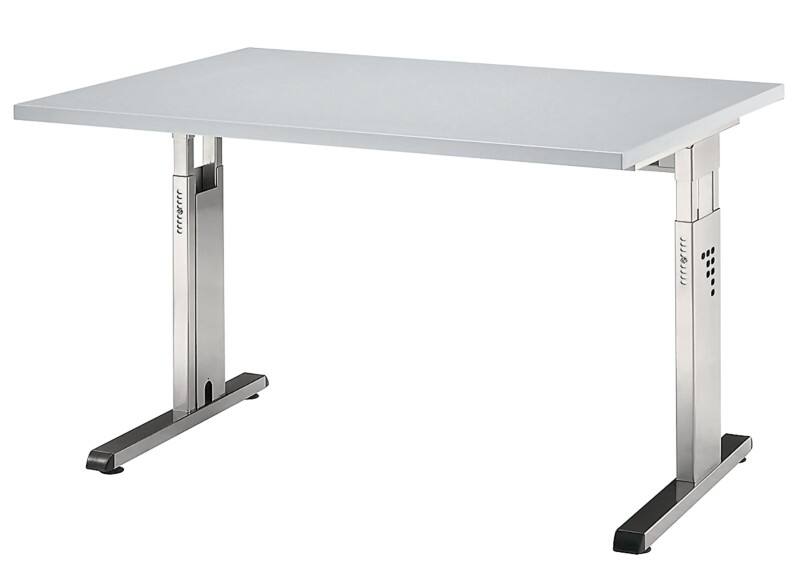 Hammerbacher O-Serie VOS Höhenverstellbar Schreibtisch Rechteckig Grau Walnuss C-Fuß 1.200 (B) x 800 (T) x 850 (H) mm Spanplatte, Stahl