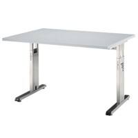 Hammerbacher O-Serie VOS Höhenverstellbar Schreibtisch Rechteckig Grau Walnuss C-Fuß 1.200 (B) x 800 (T) x 850 (H) mm Spanplatte, Stahl