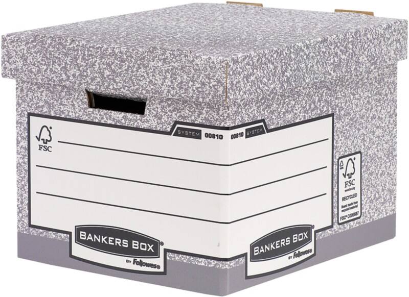 Bankers Box System FastFold Pappkarton Archivbox Grau 333mm x 290mm x 390mm 10 Stück