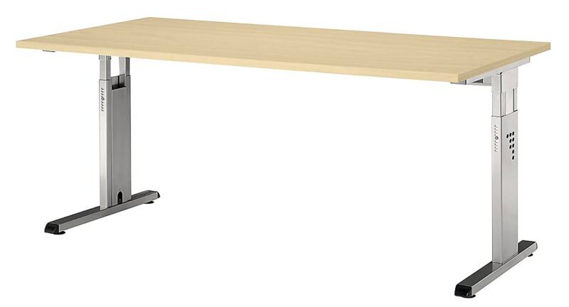 Hammerbacher O-Serie VOS Höhenverstellbar Schreibtisch Rechteckig Ahorn C-Fuß 1.600 (B) x 800 (T) x 850 (H) mm Spanplatte, Stahl