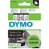 Dymo D1 S0720680 / 40913 Authentic Schriftband Selbstklebend Schwarzer Druck auf Weiß 9 mm x 7m