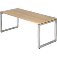 Hammerbacher R Serie Höhenverstellbar Schreibtisch Rechteckig Eiche Holz Silber Wangen-Fuß 1.800 x 650 mm