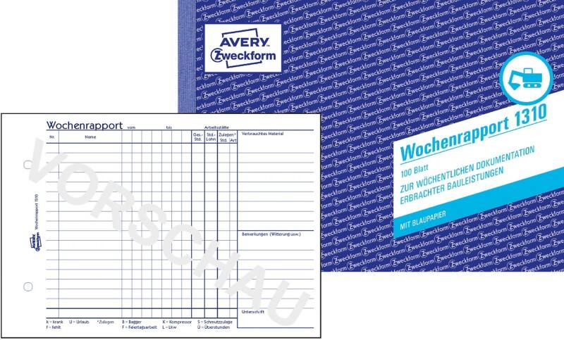 AVERY Zweckform Wochenbericht 1310 DIN A5 quer Perforiert N/A 100 Blatt