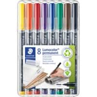 STAEDTLER Lumocolor 317 Stift Mittel Rundspitze 1 mm Farbig sortiert Nachfüllbar 8 Stück