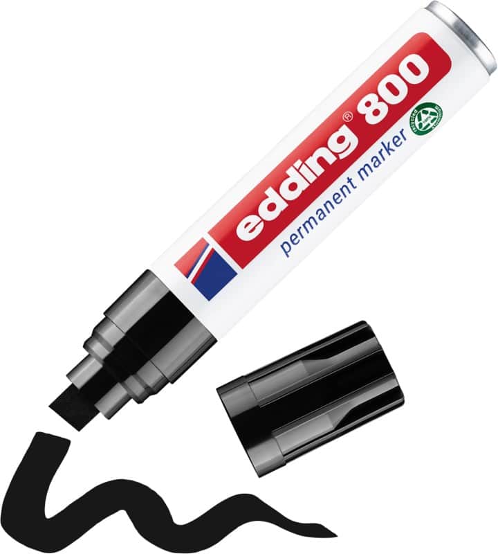edding 800 800 Permanentmarker 100% Recycelt Extra Breit Keilspitze 4 - 12 mm Schwarz Nachfüllbar Wasserbeständig