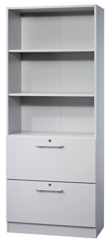 Hammerbacher Matrix Melaminharzbeschichtete Spanplatte Aktenschrank 2 Fachböden 800 x 420 x 2.004 mm Grau