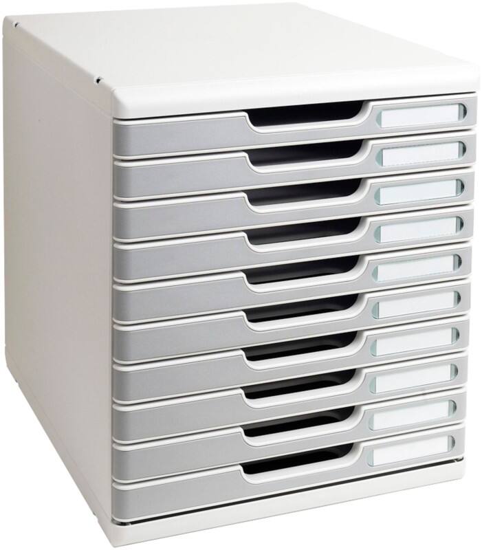 Exacompta Ablagesysteme PS (Polystyrol) Hellgrau 10 Schübe 28,8 x 35 x 32 cm DIN A4+