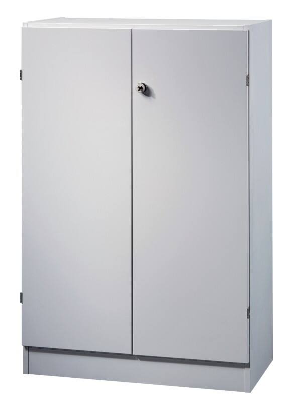 Hammerbacher Schrank Kunststoff, Melaminharzbeschichtete Spanplatte 2 Fachböden abschließbar 800 x 420 x 1.270 mm Buche Braun