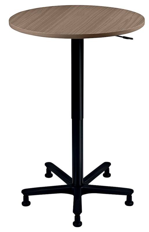 Hammerbacher VST Höhenverstellbar Stehtisch Freiform Walnuss Drehkreuz aus Metall 800 (B) x 800 (T) x 1.140 (H) mm Spanplatte, Kunststoff, Aluminium