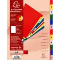 Exacompta 1 bis 12 Zahlenregister DIN A4 Farbig sortiert 12-teilig PP (Polypropylen) 11 Löcher 1512E