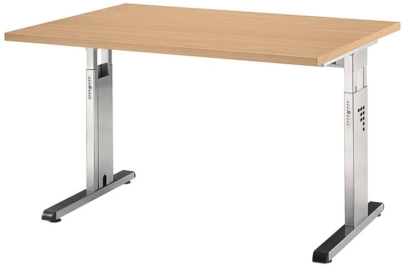 Hammerbacher O-Serie VOS Höhenverstellbar Schreibtisch Rechteckig Buche C-Fuß 1.200 (B) x 800 (T) x 850 (H) mm Spanplatte, Stahl