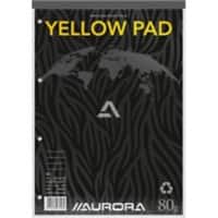 AURORA A4 Oben gebunden Grau Papiercover Notepad Yellow Sheets Ruled 80 Sheets