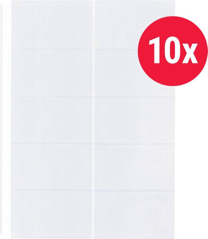 KANGARO Visitenkartenhalter DIN A4 Genarbt Transparent 120 Mikron PP (Polypropylen) 23 Löcher 10 Stück