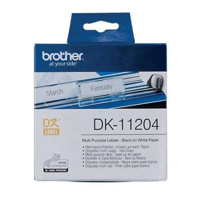Brother DK-11204 Authentic Mehrzwecketiketten Selbstklebend Weiß 17 x 54 mm 400 Etiketten