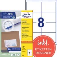 AVERY Zweckform UltraGrip Universaletiketten 3660 Ja DIN A4 Weiß 97 x 67,7 mm 100 Blatt à 8 Etiketten