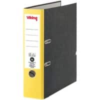 Viking Ordner A4 Hoch 80 mm Gelb, Schwarz 2 Ringe Pappkarton Wolkenmarmor Hochformat