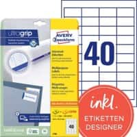 AVERY Zweckform Abziehhilfe QuickPEEL,ultragrip Universaletiketten 4780 Selbsthaftend DIN A4 Weiß 48,5 x 25,4 mm 30 Blatt à 40 Etiketten