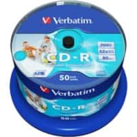Verbatim CD-Rohlinge AZO Spindel Bedruckbar 700 MB 50 Stück