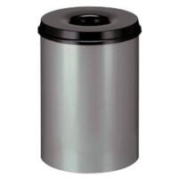 Vepa Bins Sicherheitspapierkorb 30 L Silber, Schwarz Stahl