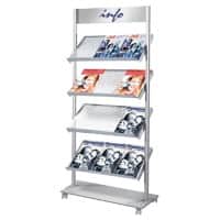 Kerkmann Rico DIN A4 Prospektständer Silber 6331 785 (B) x 300 (T) x 1.650 (H) mm