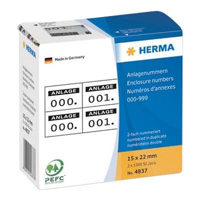 HERMA Nummernetiketten 999 Weiß, Schwarz Rechteckig 2000 Etiketten pro Packung