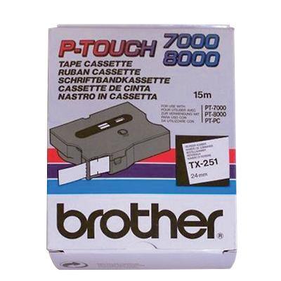 Brother TX-251 Beschriftungsband Selbstklebend Schwarzer Druck auf Weiß 24 mm x 15.4m