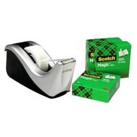 Scotch Magic Klebebandabroller-Set C60 Schwarz, Silber 19 mm x 33 m Kleiner Kern Kunststoff