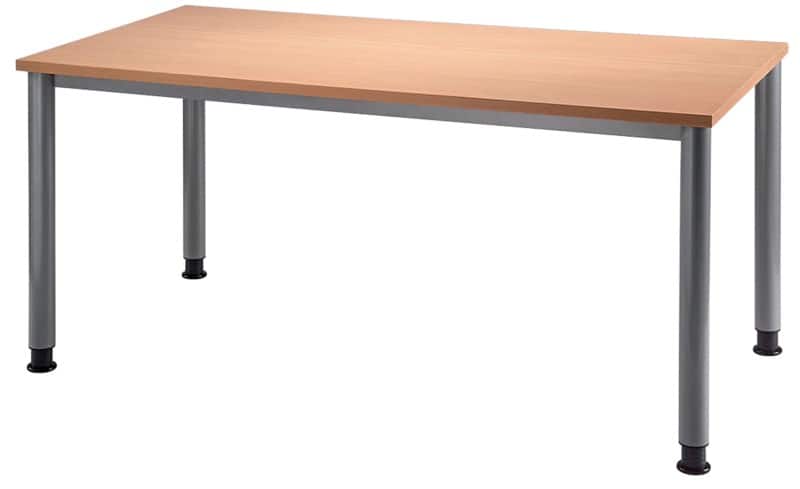 Hammerbacher H-Serie Schreibtisch Rechteckig Buche 4 Füße 1.600 (B) x 800 (T) x 760 (H) mm Melaminharzbeschichtete Spanplatte, Metall