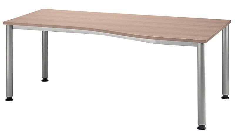 Hammerbacher Matrix Schreibtisch Freiform Walnuss 4 Füße 1.800 (B) x 1.000 (T) x 760 (H) mm Aluminium, Holz, Spanplatte