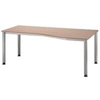 Hammerbacher Matrix Schreibtisch Freiform Walnuss 4 Füße 1.800 (B) x 1.000 (T) x 760 (H) mm Aluminium, Holz, Spanplatte