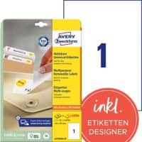 AVERY Zweckform L4735REV-25 Ablösbare Universaletiketten DIN A4 Weiß 210 x 297 mm 30 Blatt à 1 Etiketten