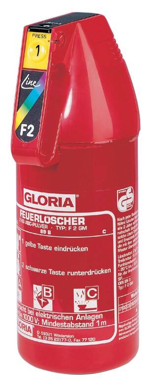 GLORIA Pulver-Feuerlöscher F2G 11,5 x 16 x 31,6 cm