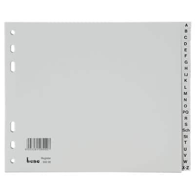 Bene A - Z Kunststoffregister DIN A4 Grau Grau 24-teilig PVC-freies PP (Polypropylen) 6 Löcher