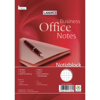 LANDRÉ Office Notizblock DIN A5 Kariert Spiralbindung Karton Rot Nicht perforiert 80 Seiten 40 Blatt